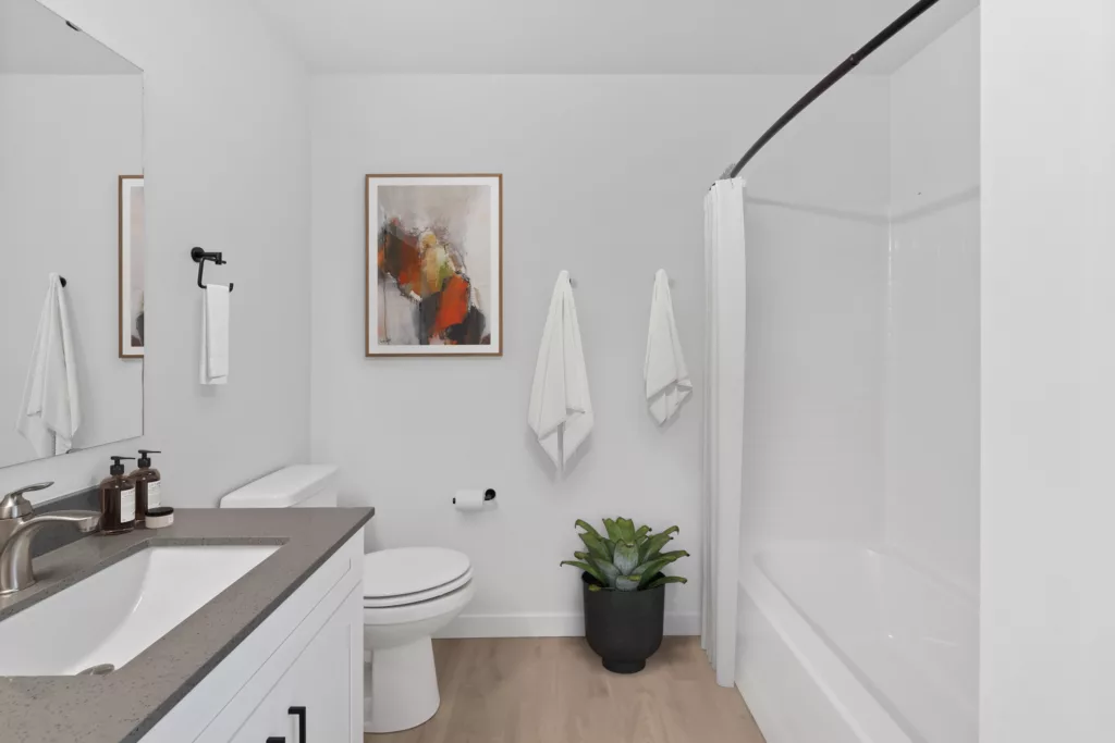Bathroom at Switchback apartments in Lacey, WA