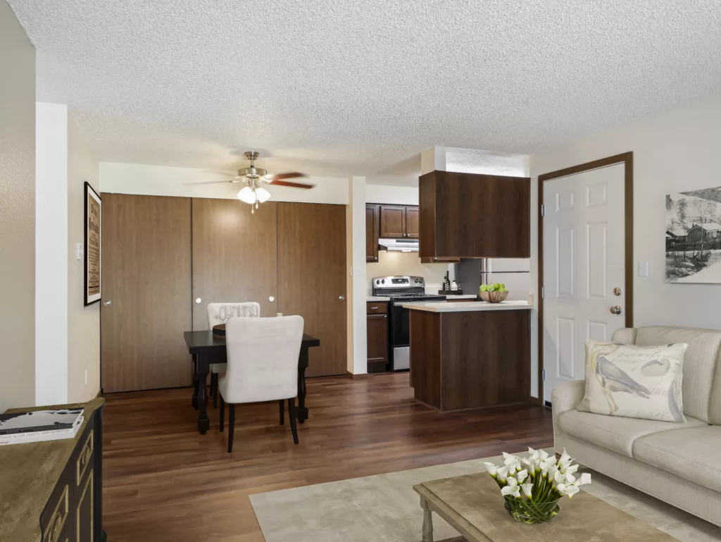 Living room at Benson Village apartments in Kent, WA