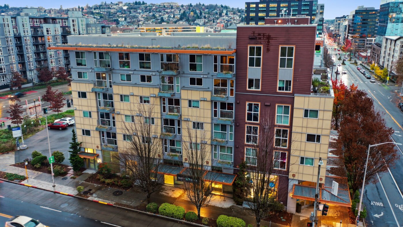 Aerial view at Borealis apartments in Seattle, WA