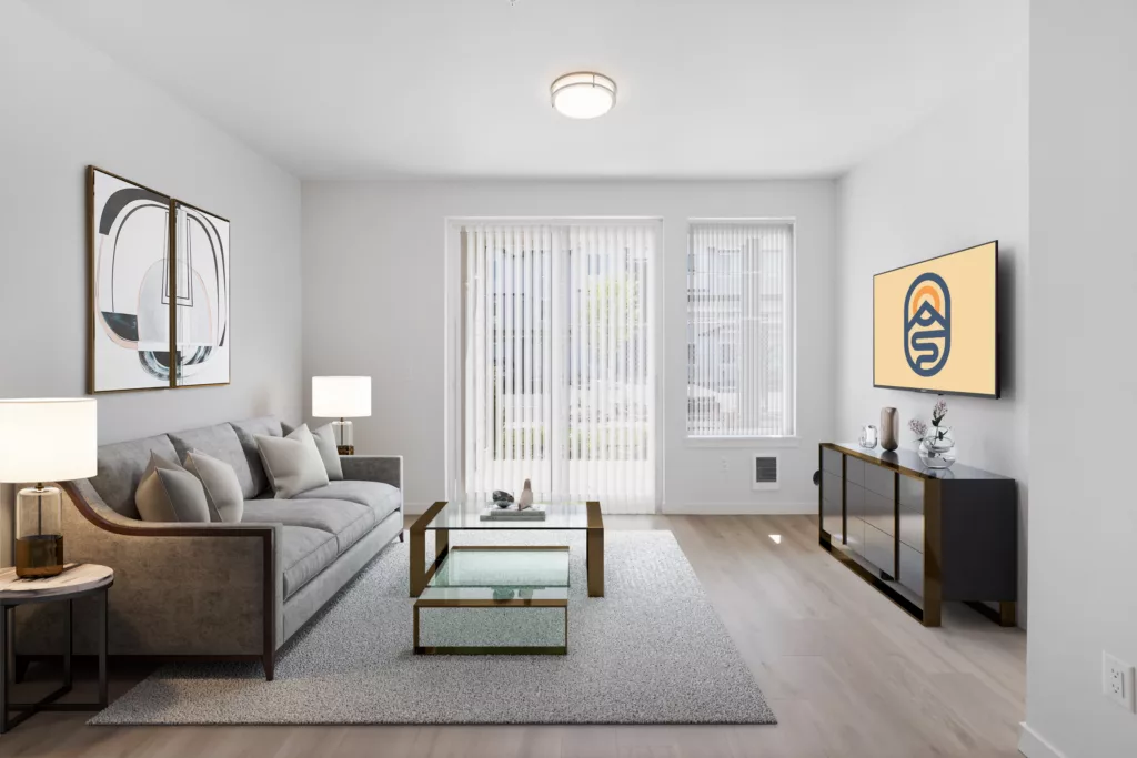 Living room at Switchback apartments in Lacey, WA