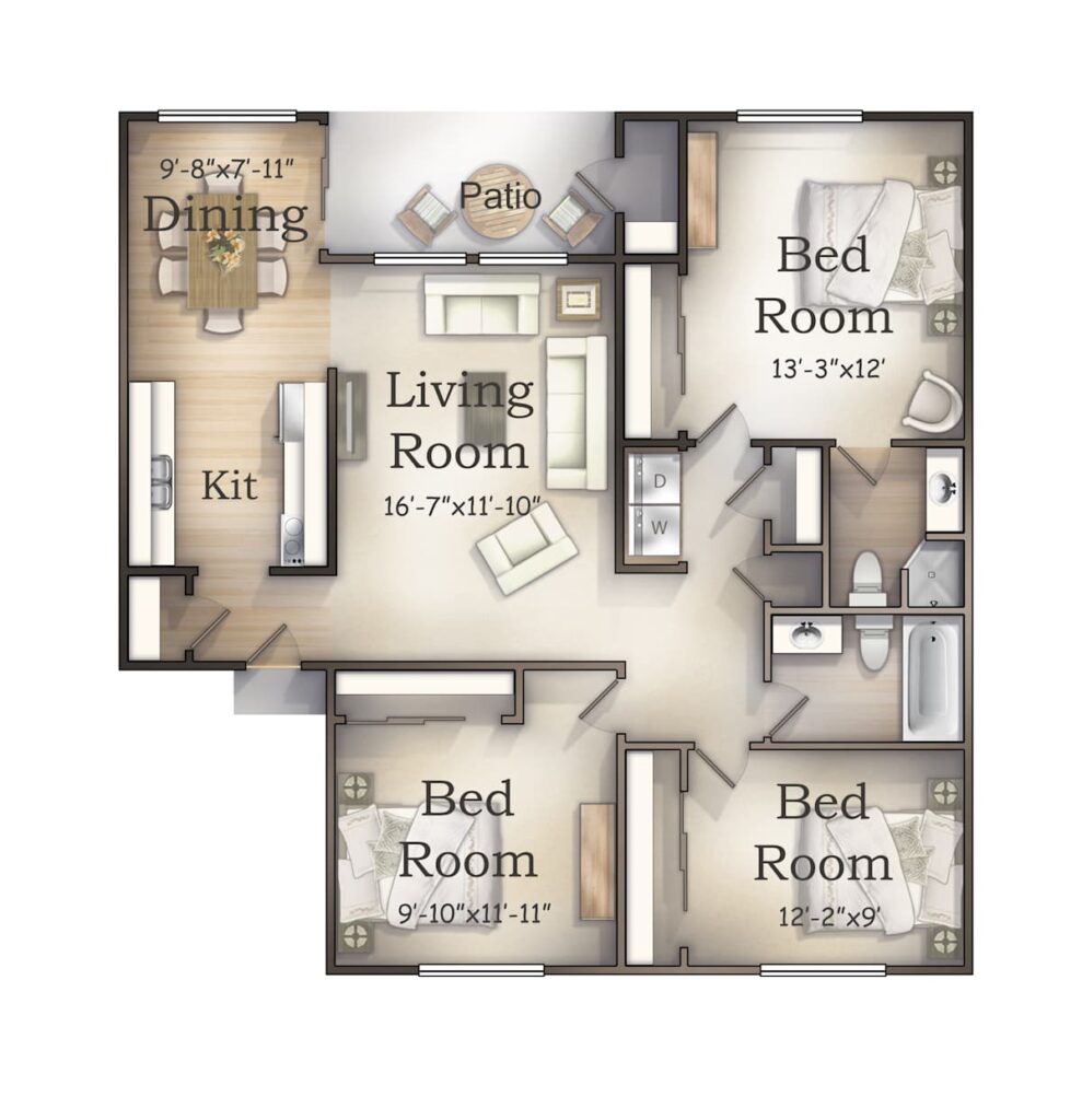 Floor plan at Abbey Lane apartments