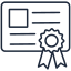 Certificate icon with a ribbon seal on a document